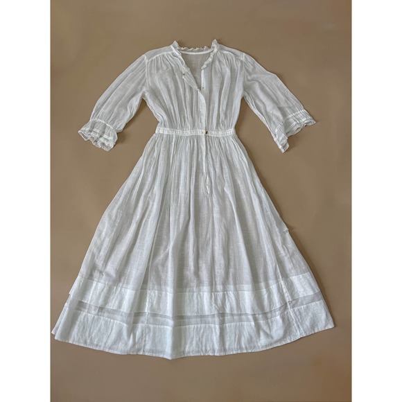 Antique White Long Sleeve Cotton Edwardian Lawn Dress 26-27w - Picture 8 of 13